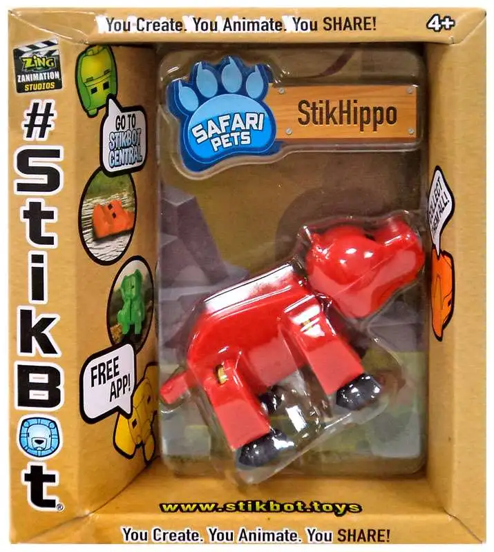 Stikbot Safari Pets StikHippo Figure [Solid Red]