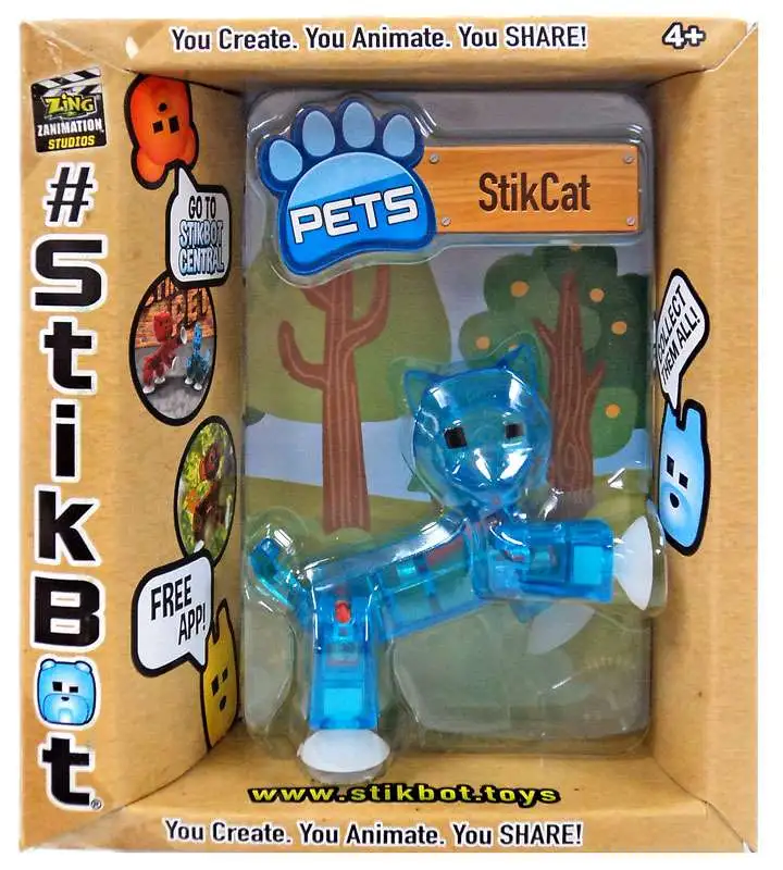 Stikbot Pets Series 1 StikCat Figure [Blue]