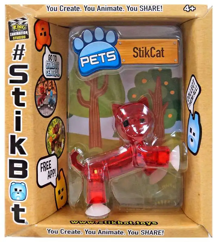 Stikbot Pets Series 1 StikCat Figure [Red]