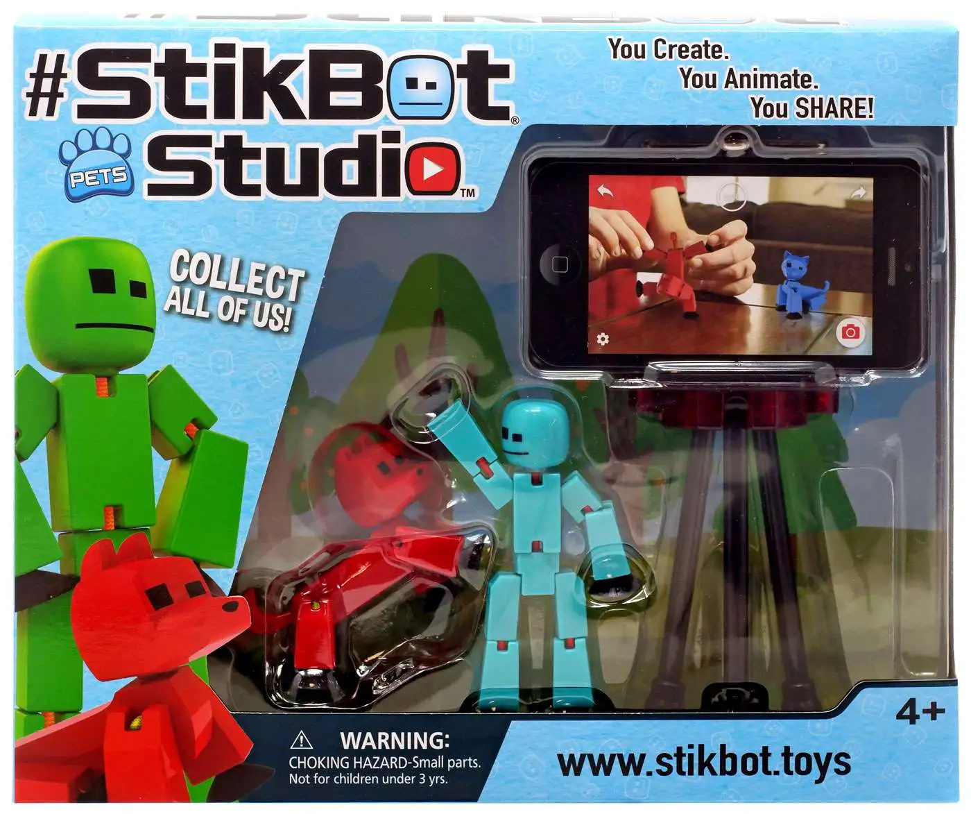 Pets Stikbot Studio 3-Inch [Teal & Red Dog]