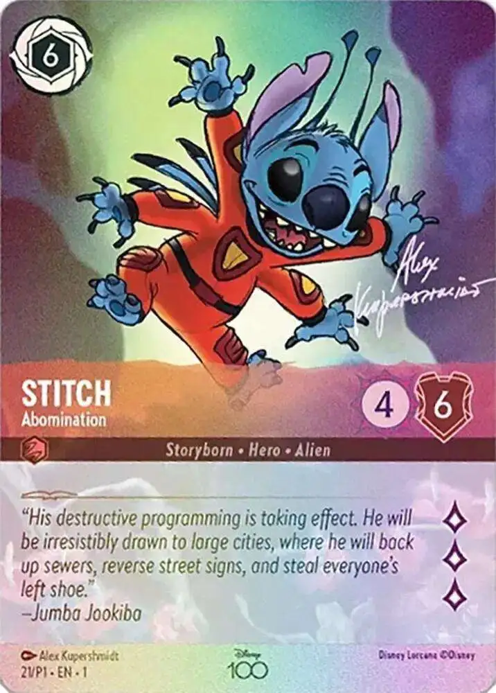 Disney Lorcana Trading Card Game The First Chapter Promo Stitch -  Abomination #21/P1 [Alternate Art]