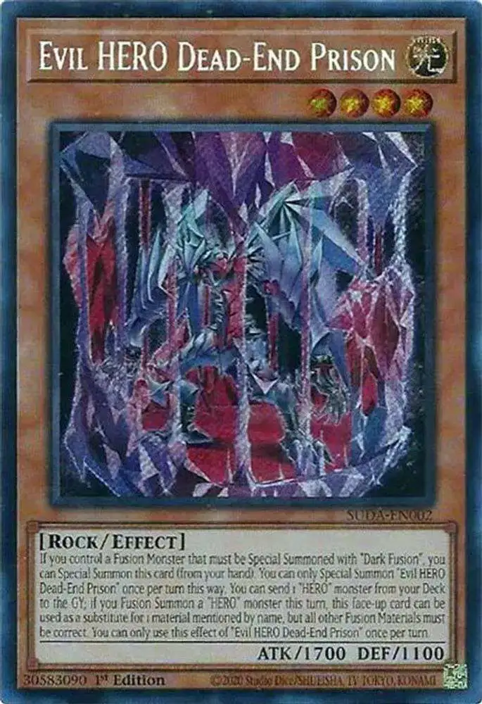 YuGiOh Trading Card Game Supreme Darkness Secret Rare Evil HERO Dead-End Prison SUDA-EN002