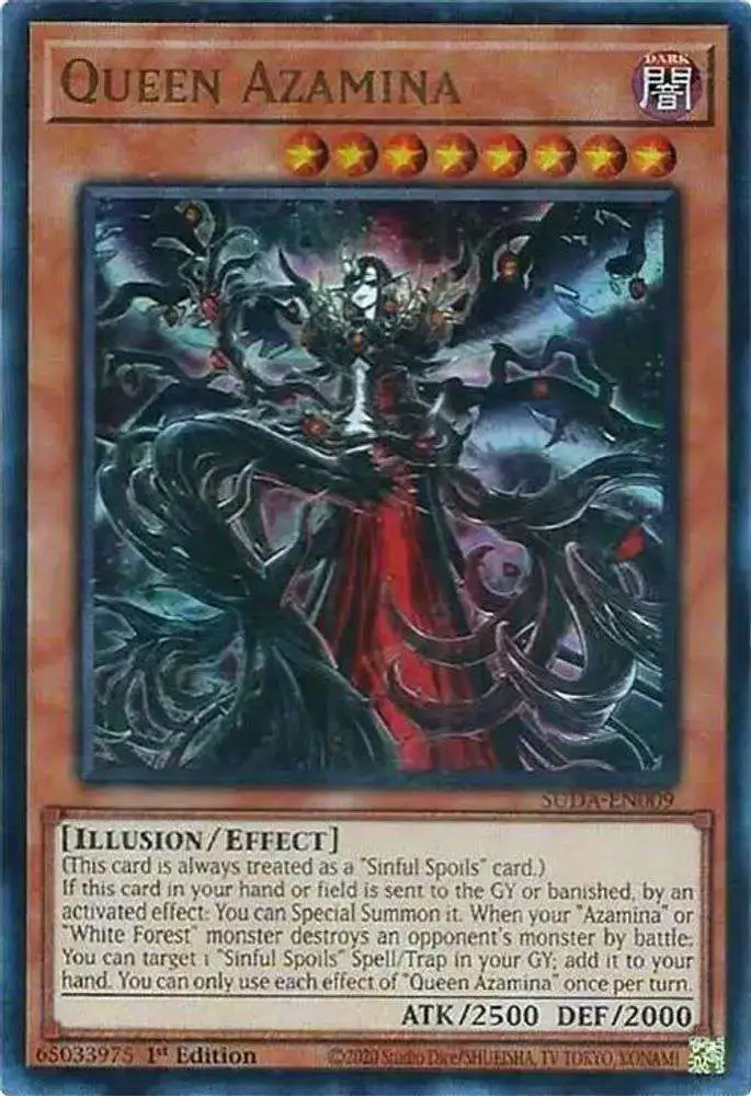 YuGiOh Trading Card Game Supreme Darkness Quarter Century Secret Rare Queen Azamina SUDA-EN009 [Moderately Played]