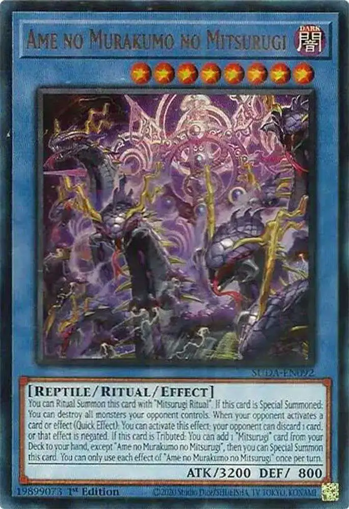 YuGiOh Trading Card Game Supreme Darkness Quarter Century Secret Rare Ame  no Murakumo no Mitsurugi SUDA-EN092 [Moderately Played]