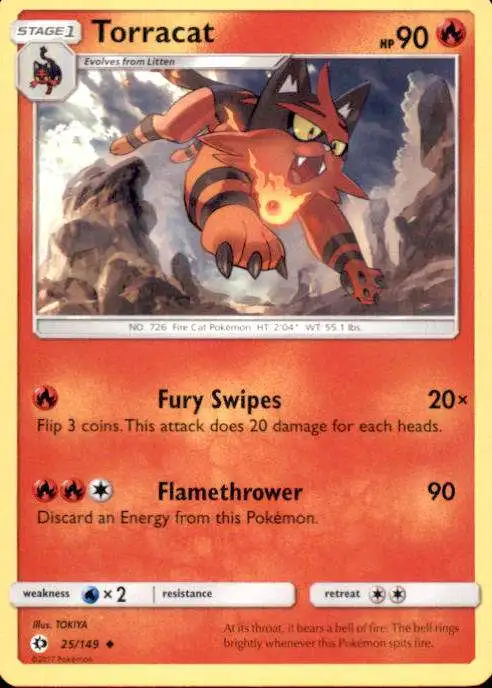 Pokemon Sun & Moon Base Set Uncommon Torracat #25