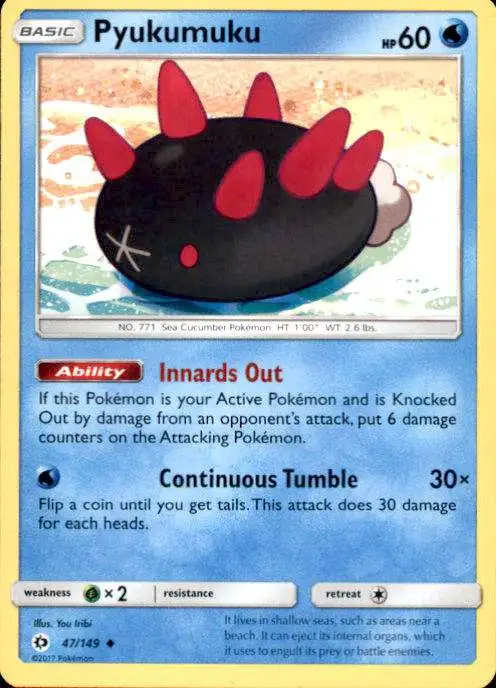 Pokemon Sun & Moon Base Set Uncommon Pyukumuku #47