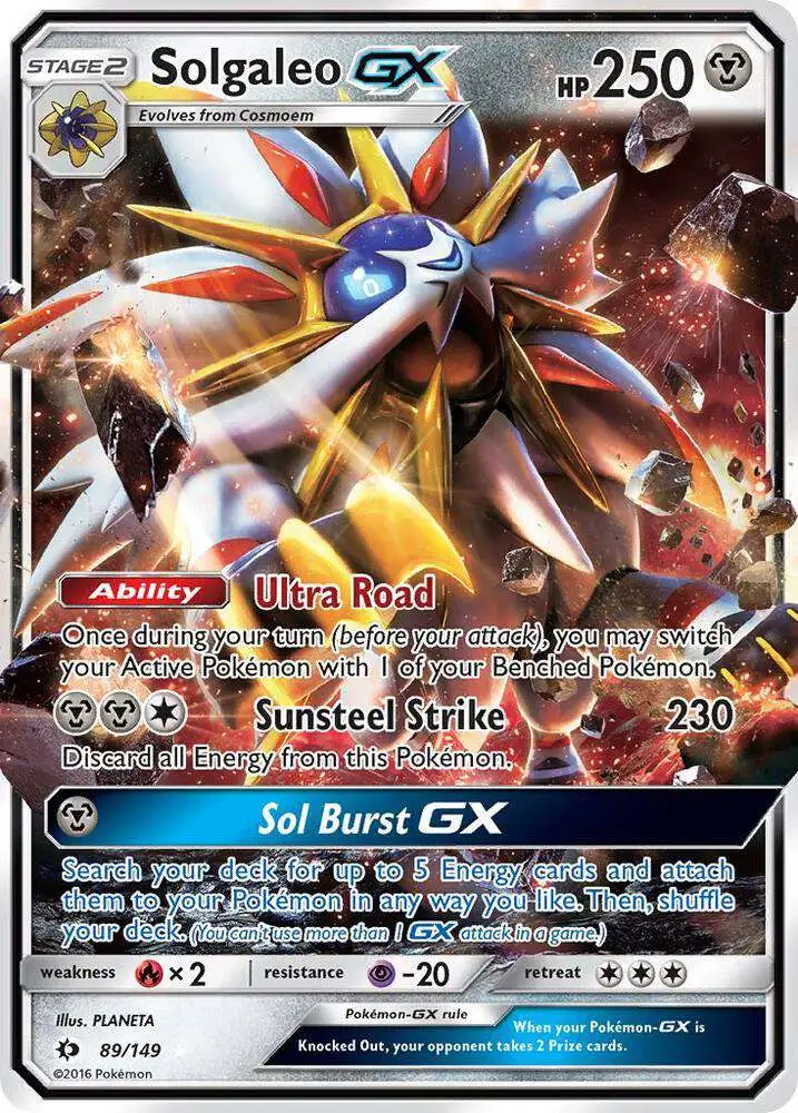 Pokemon Sun & Moon Base Set Ultra Rare Solgaleo GX #89 [2017] [Damaged]