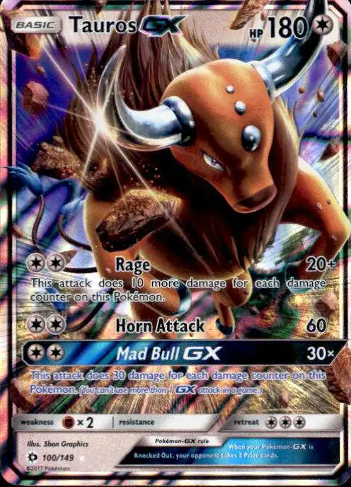 pokemon tauros card Sun & Moon Base Set Ultra Rare GX #144 Colorless Retreat Cost Tauros (Fantastical Parade #224/234, 1-Star