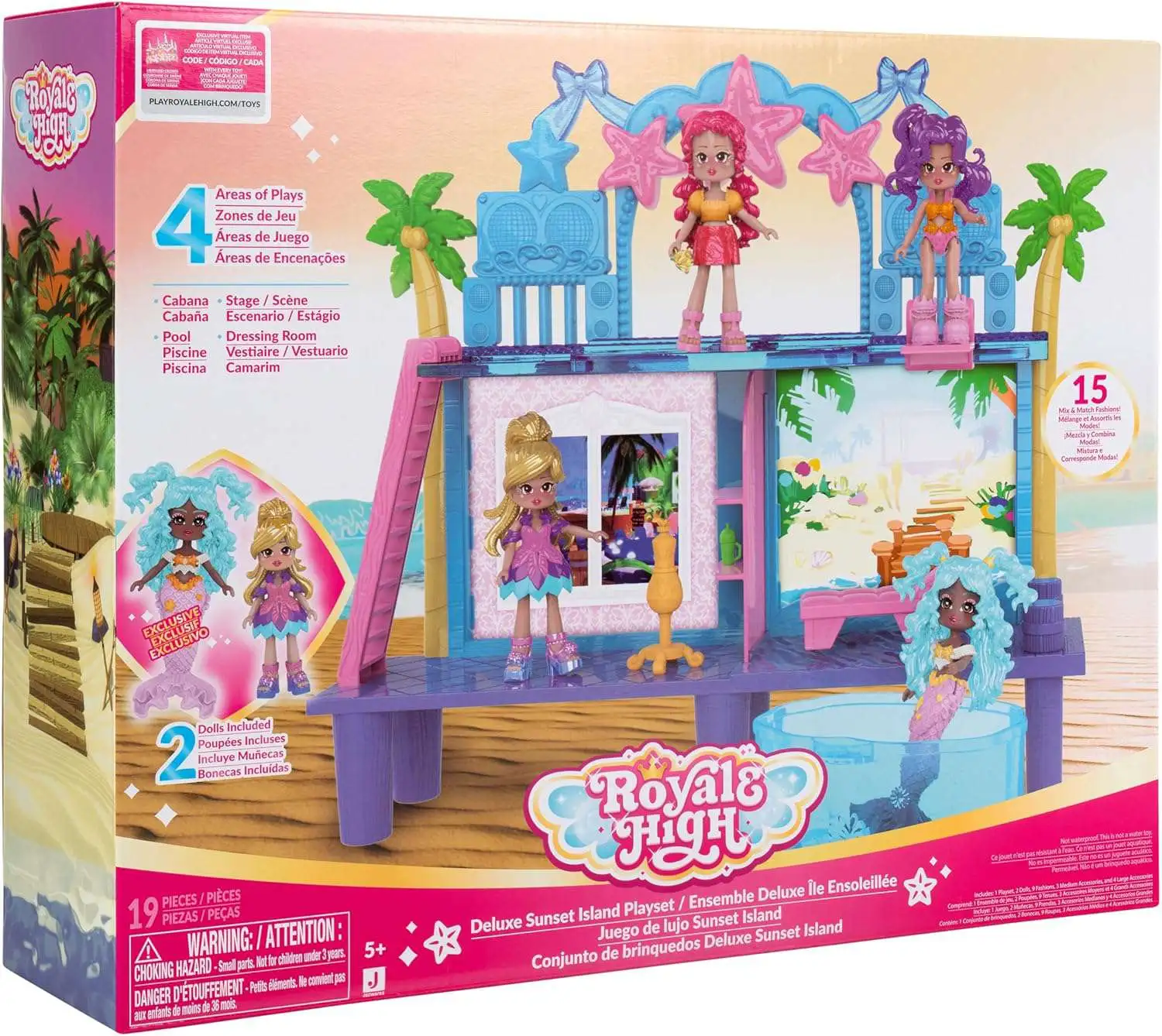 Royale High Deluxe Sunset Island 3-Inch Playset [Princess Aeverie, Leon the Knight Figures & Enchantraverse Halo Virtual Item Code]