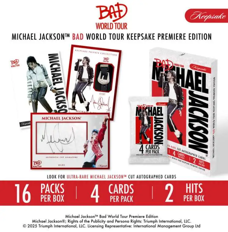 Super Break Michael Jackson Bad World Tour Keepsake Trading Card HOBBY Box [16 Packs, 2 Hits Per Box] (Pre-Order ships April)