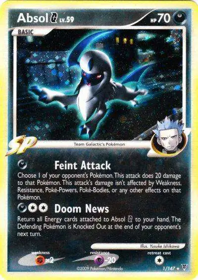 Pokemon Platinum Supreme Victors Holo Rare Absol G #1 [Moderately Played]