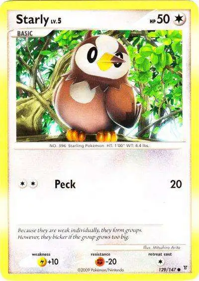 Pokemon Platinum Supreme Victors Single Card Common Starly 129