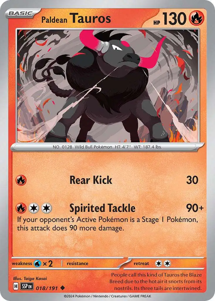 Pokemon Trading Card Game Surging Sparks Uncommon Paldean Tauros #18