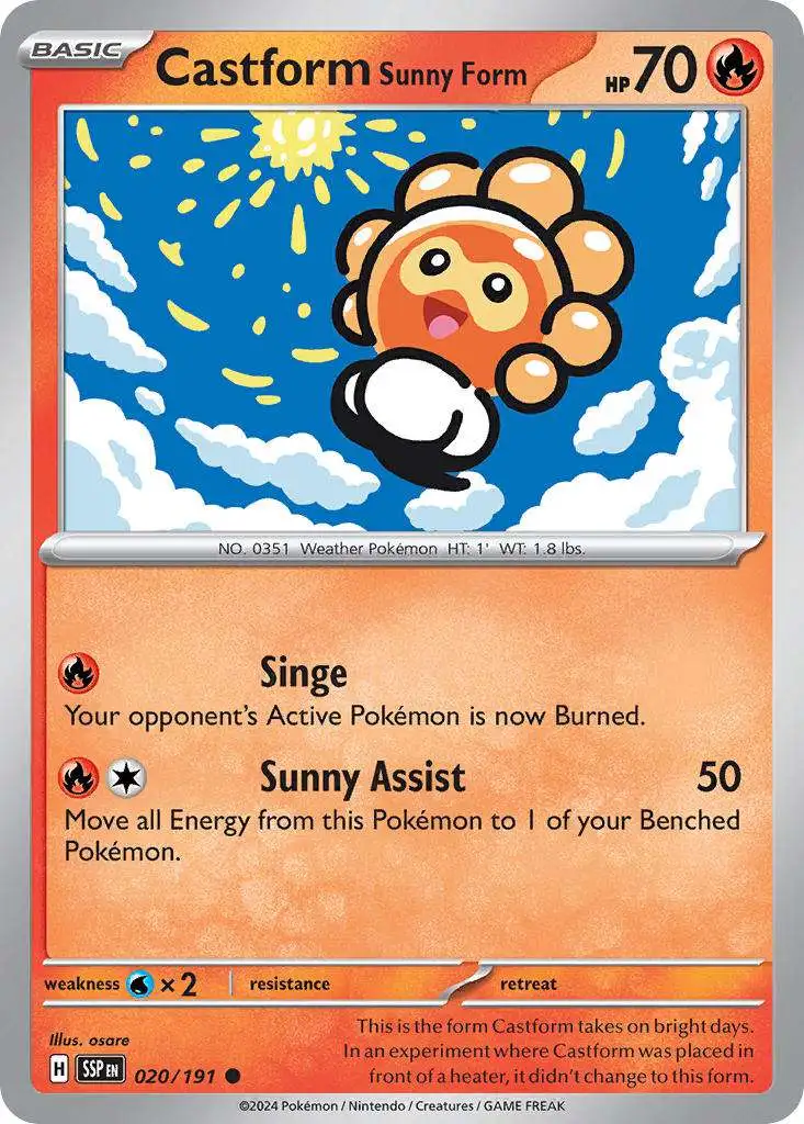 Pokemon Trading Card Game Surging Sparks Common Castform Sunny Form #20