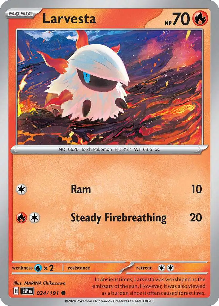 Pokemon Trading Card Game Surging Sparks Common Larvesta #24