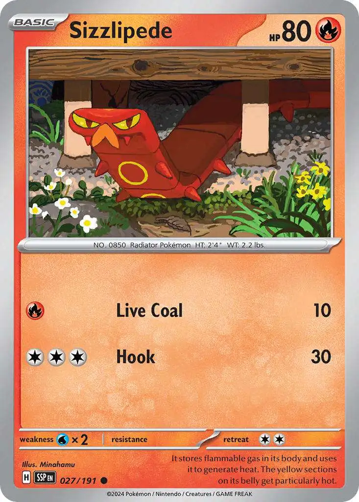 Pokemon Trading Card Game Surging Sparks Common Sizzlipede #27