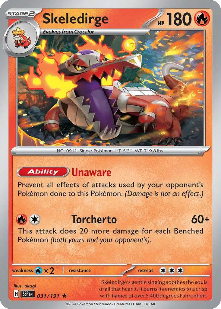Pokemon Trading Card Game Surging Sparks Rare Skeledirge #31