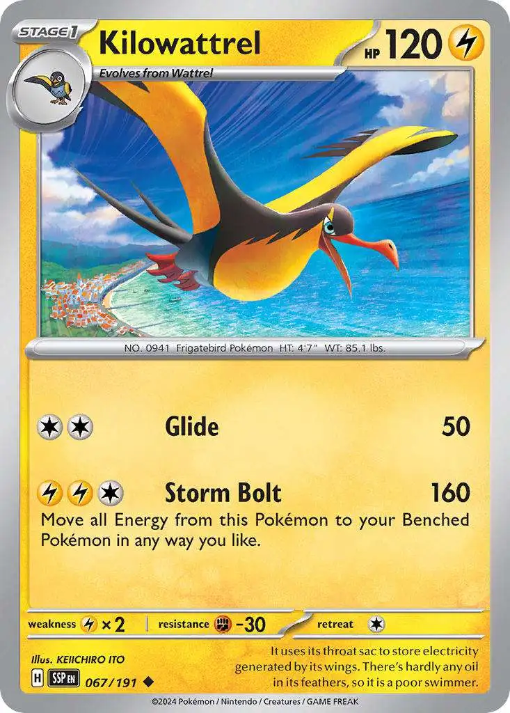 Pokemon Trading Card Game Surging Sparks Uncommon Kilowattrel #67