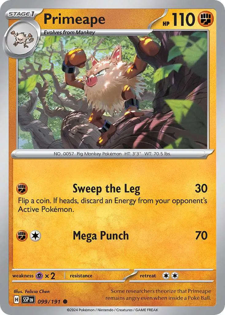 Pokemon Trading Card Game Surging Sparks Single Card Common Primeape 99 -  ToyWiz