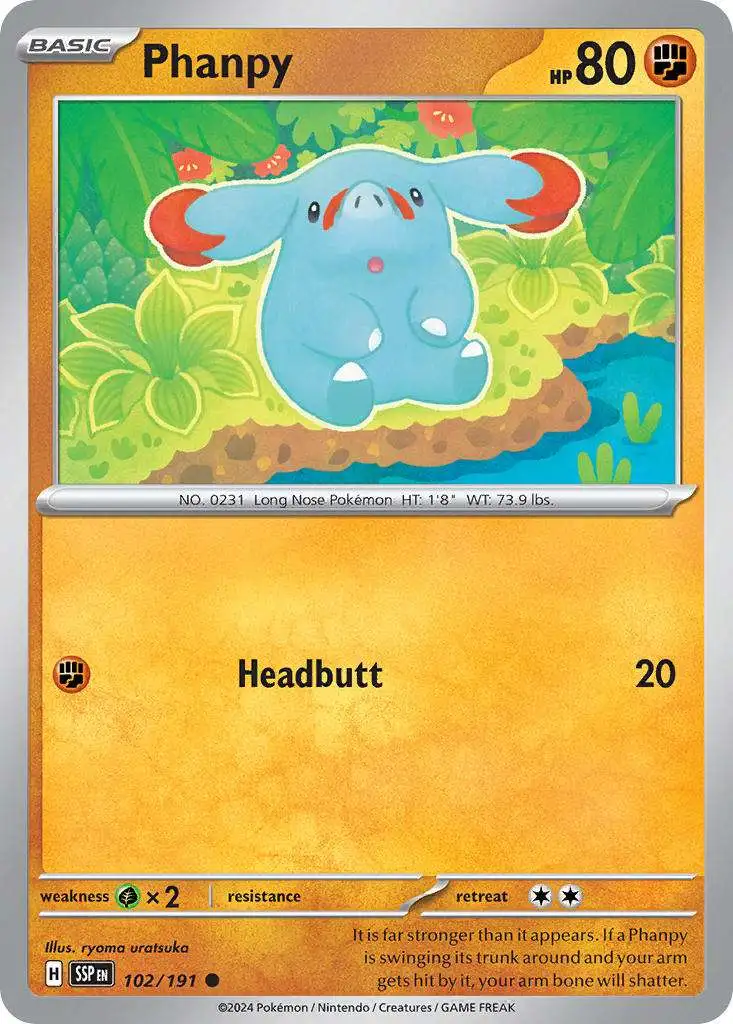 Pokemon Trading Card Game Surging Sparks Common Phanpy #102
