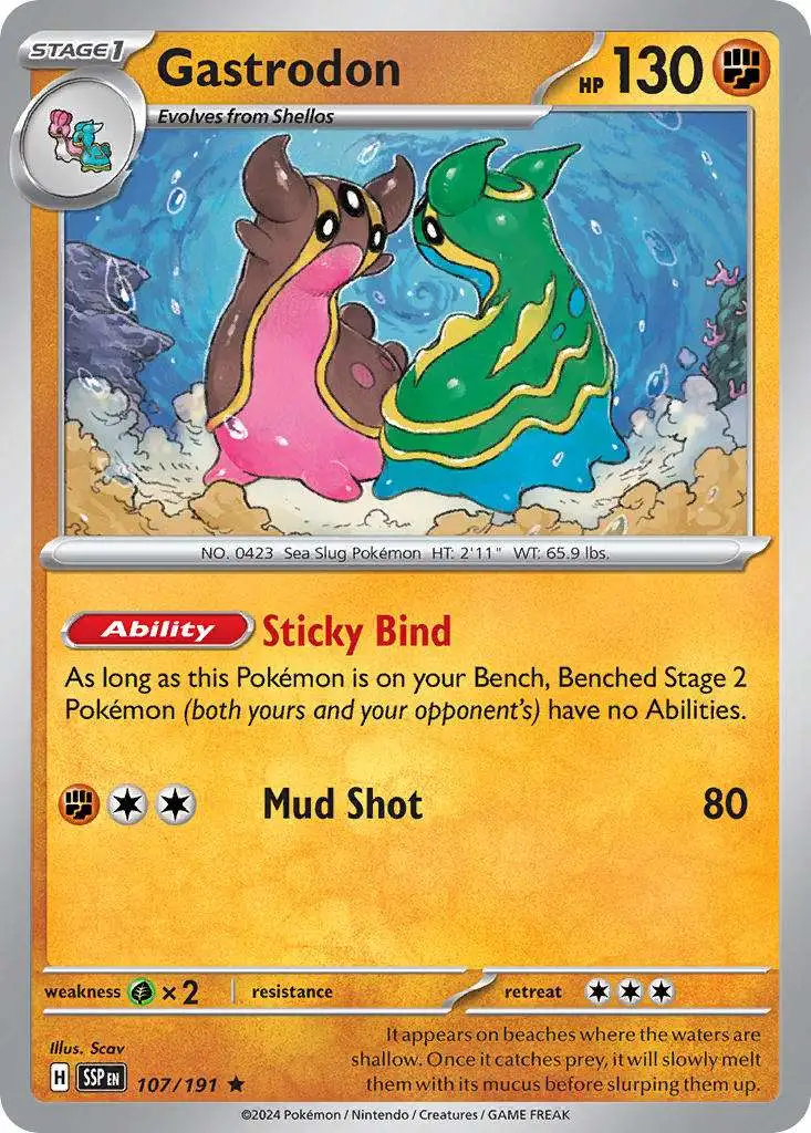 Pokemon Trading Card Game Surging Sparks Single Card Rare Gastrodon 107 - ToyWiz Pokemon Trading Card Game Surging Sparks Single Card Rare Gastrodon 107 - ToyWiz