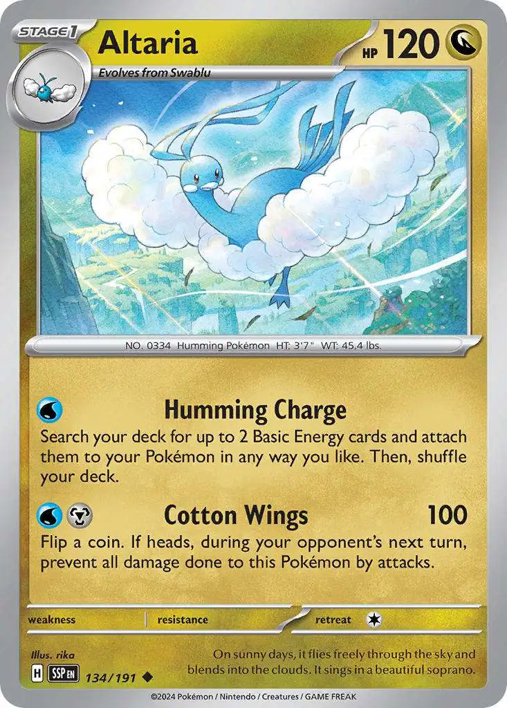 Pokemon Trading Card Game Surging Sparks Uncommon Altaria #134