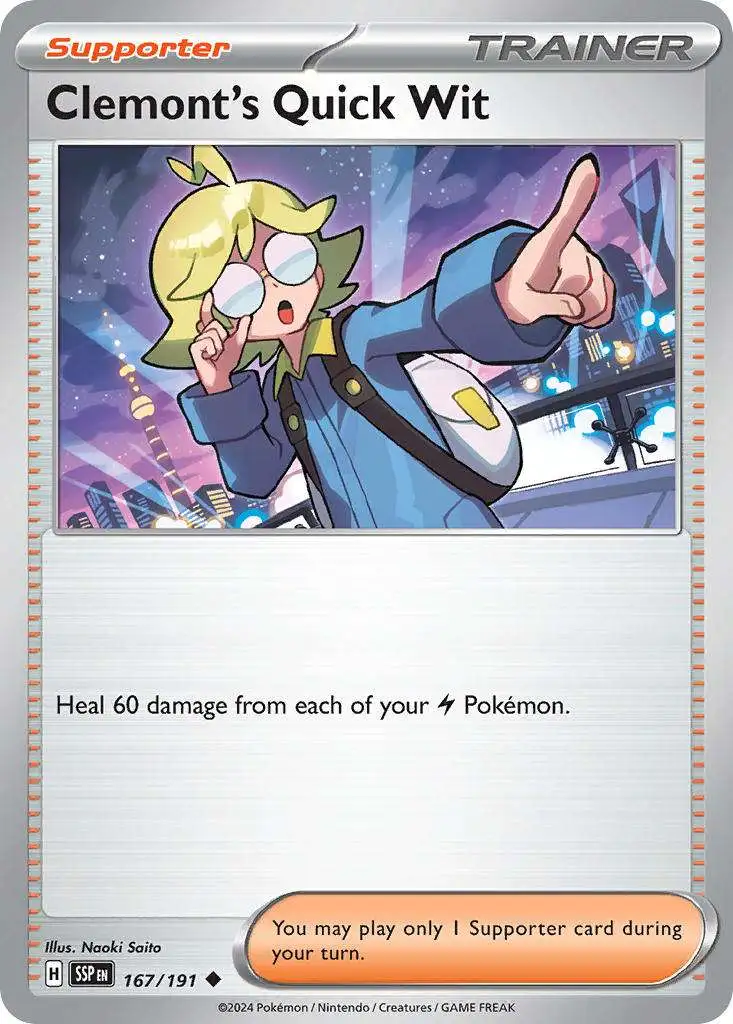 Pokemon Trading Card Game Surging Sparks Uncommon Clemont's Quick Wit #167
