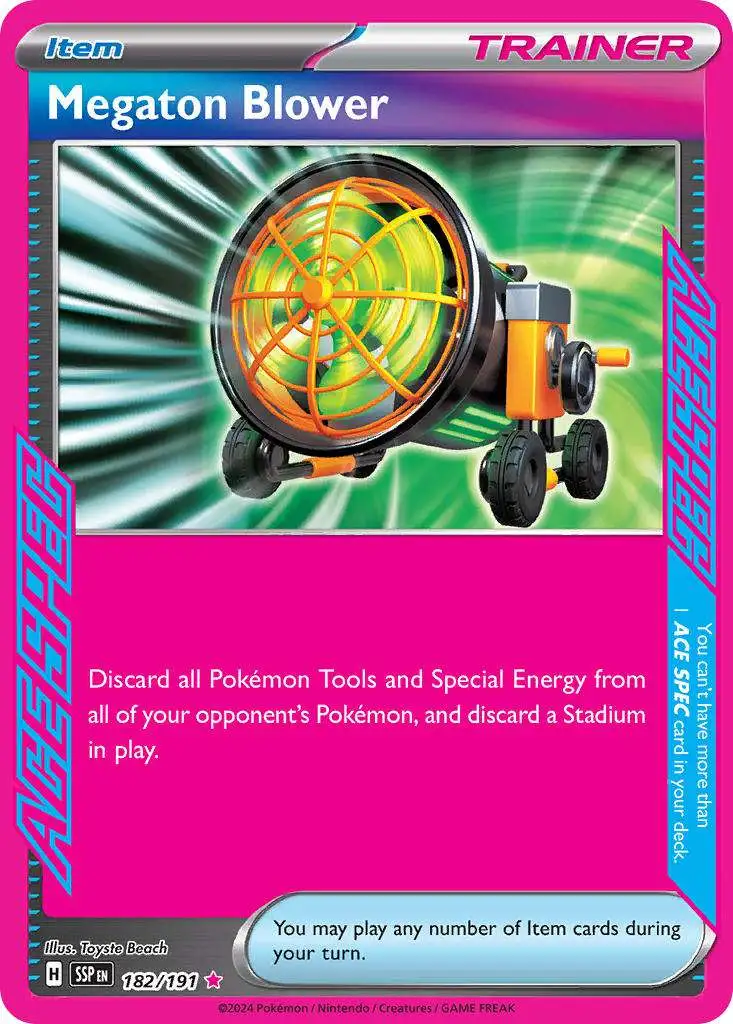 Pokemon Trading Card Game Surging Sparks Single Card Ace SPEC Rare Megaton  Blower 182 - ToyWiz