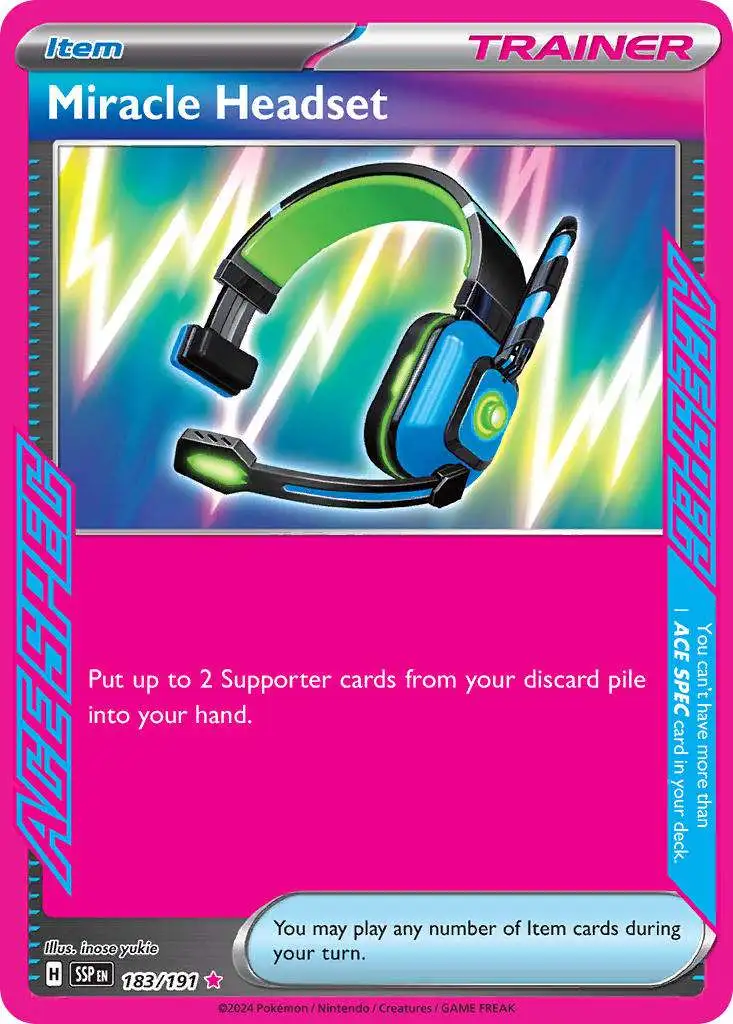 Pokemon Trading Card Game Surging Sparks Ace SPEC Rare Miracle Headset #183