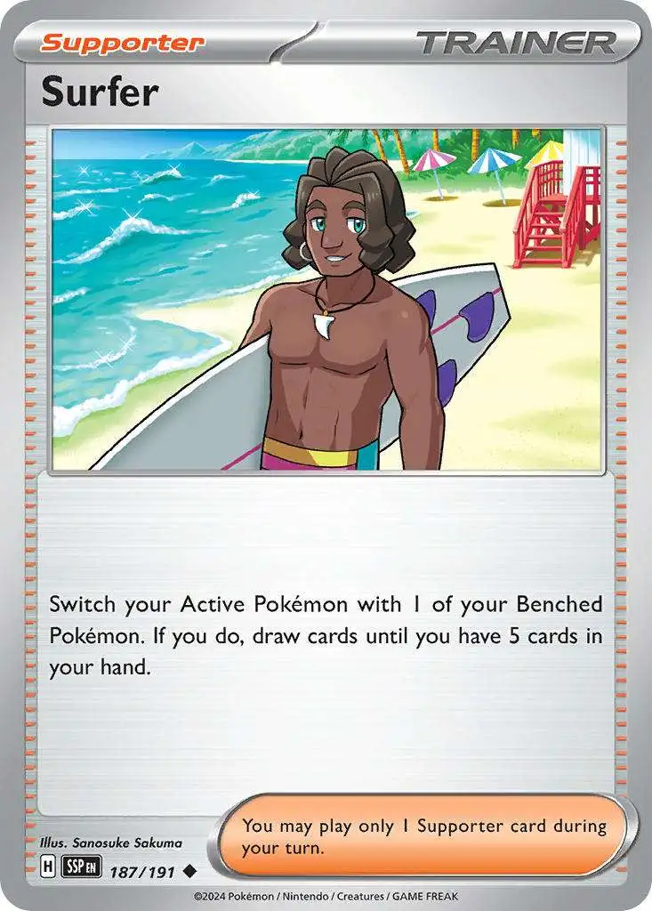 Pokemon Trading Card Game Surging Sparks Uncommon Surfer #187