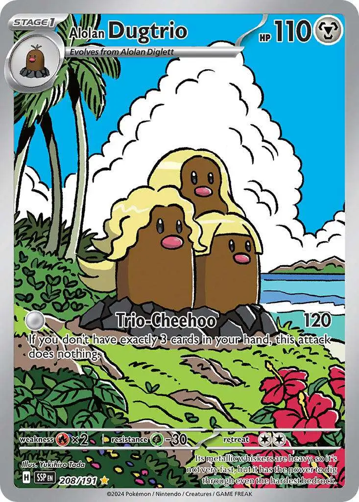 Pokemon Trading Card Game Surging Sparks Illustration Rare Alolan Dugtrio #208