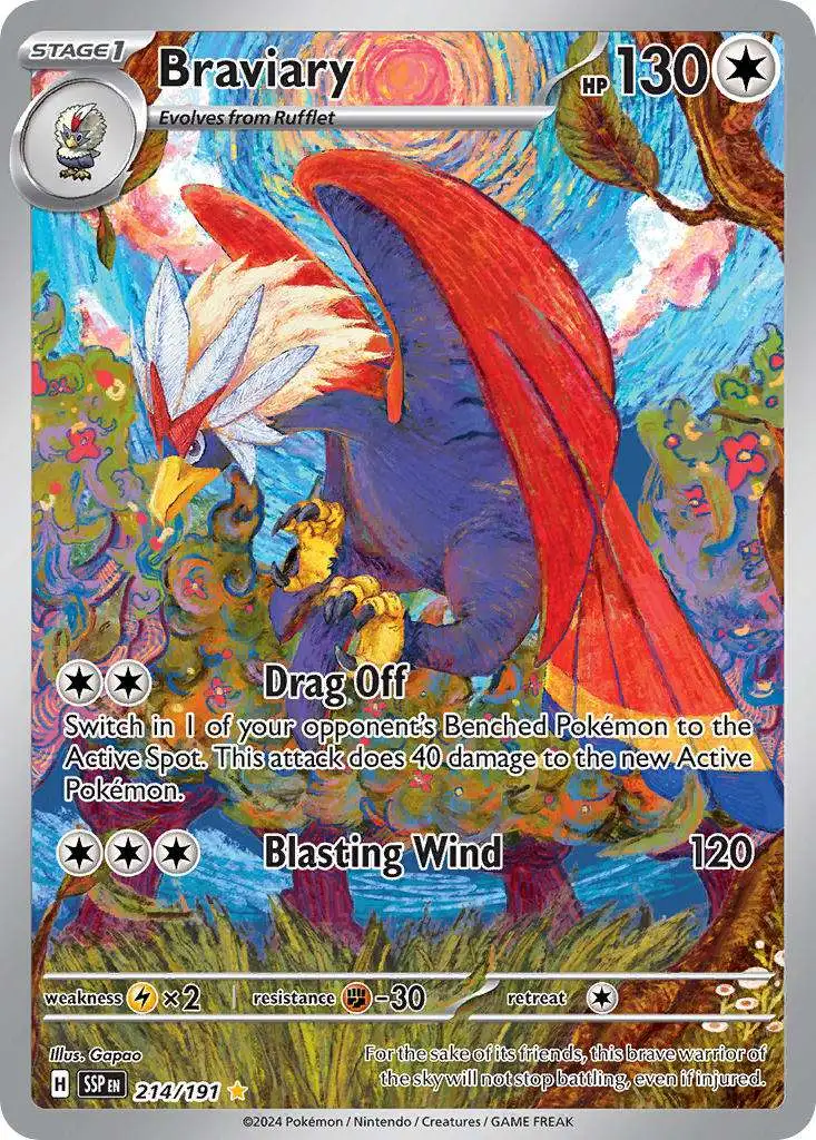 Pokemon Trading Card Game Surging Sparks Illustration Rare Braviary #214