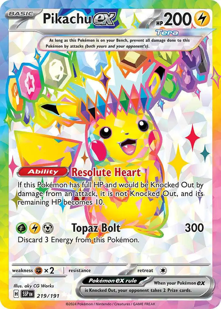 Pokemon Trading Card Game Surging Sparks Single Card Ultra Rare Pikachu ex 219 - ToyWiz Pokemon Trading Card Game Surging Sparks Single Card Ultra Rare Pikachu ex 219 - ToyWiz