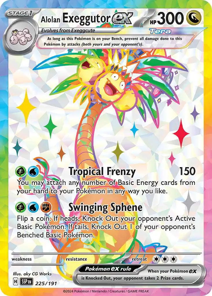 Pokemon Trading Card Game Surging Sparks Ultra Rare Alolan Exeggutor ex #225
