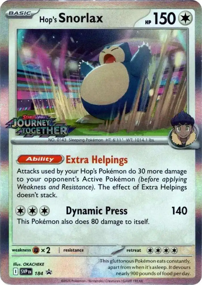 Pokemon Scarlet Violet Single Card Hops Snorlax SVP184 - ToyWiz