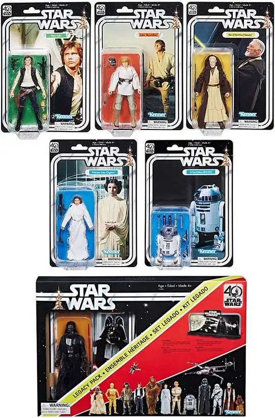 Star Wars Black Series 40th Anniversary Wave 1 Luke, Leia, Han, R2-D2, Kenobi & Vader Legacy Set of 6 Action Figures