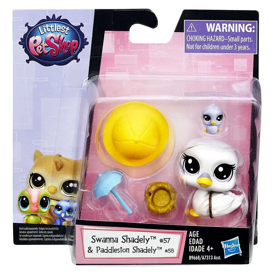 Littlest Pet Shop Pet Pawsabilities Swanna Shadely & Paddleston Shadely Figure 2 Pack #57, 58 [Damaged Package]