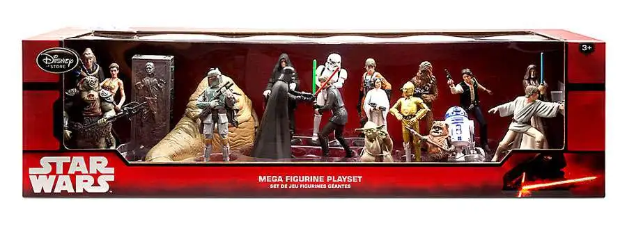 Disney Store Star Wars Mega Figure Play Set Yoda Darth Vader 