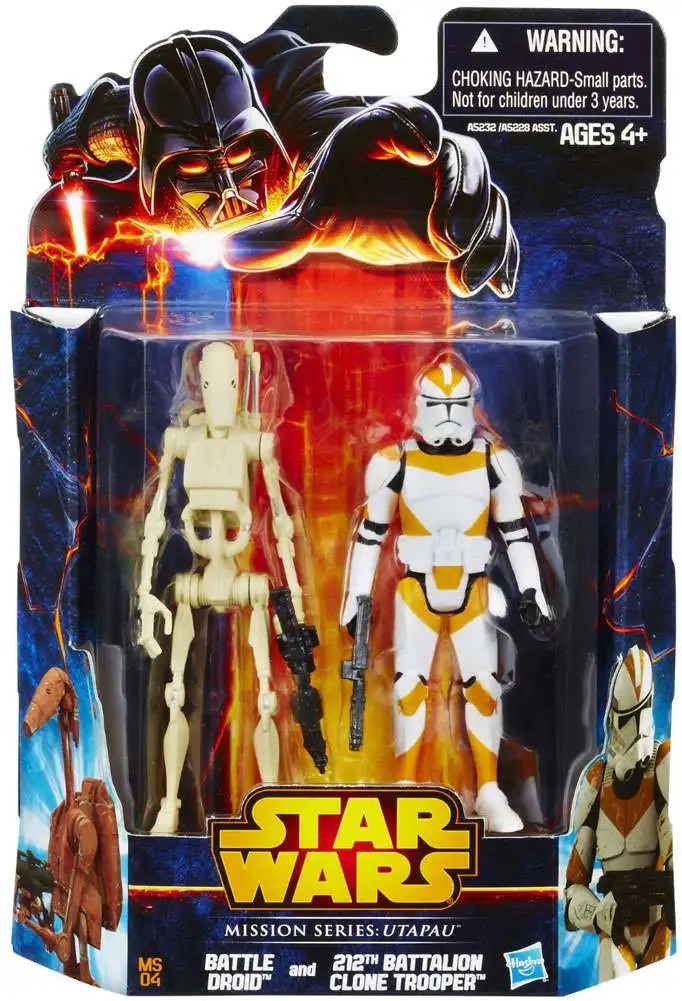 Star Wars Revenge of the Sith 2013 Mission Series Battle Droid & 212th Battalion Clone Trooper Action Figure 2-Pack MS04 [Utapau]