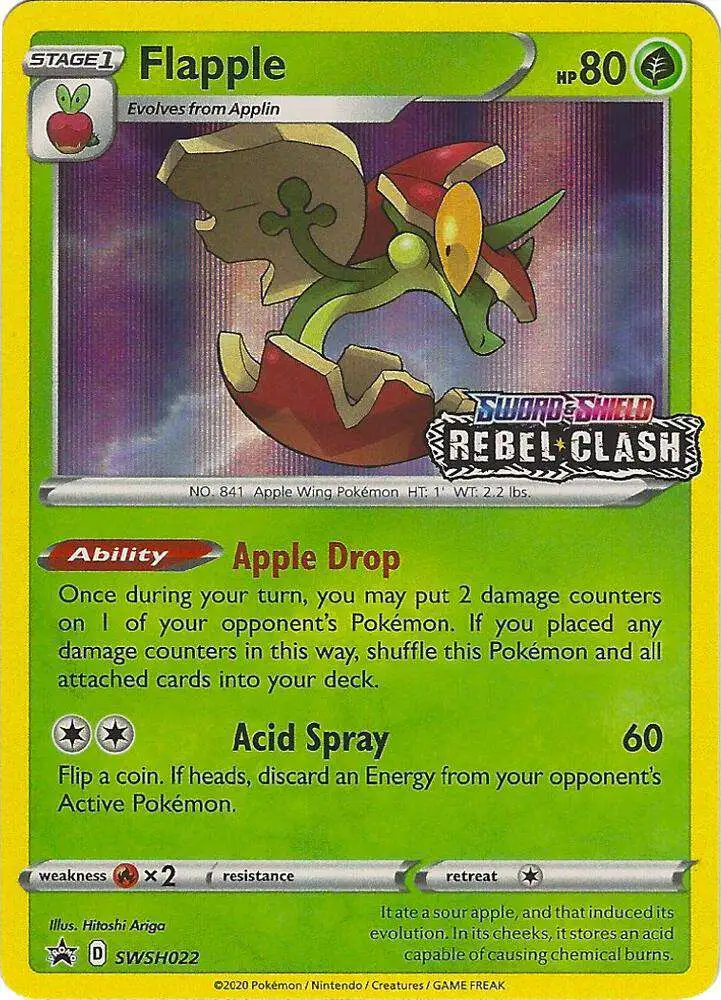 Pokemon Rebel Clash Flapple Loose Deck SWSH022