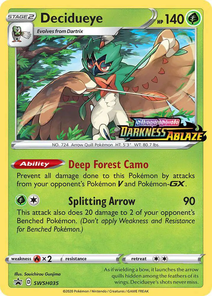 Pokemon Sword & Shield Darkness Ablaze Decidueye Loose Deck SWSH035