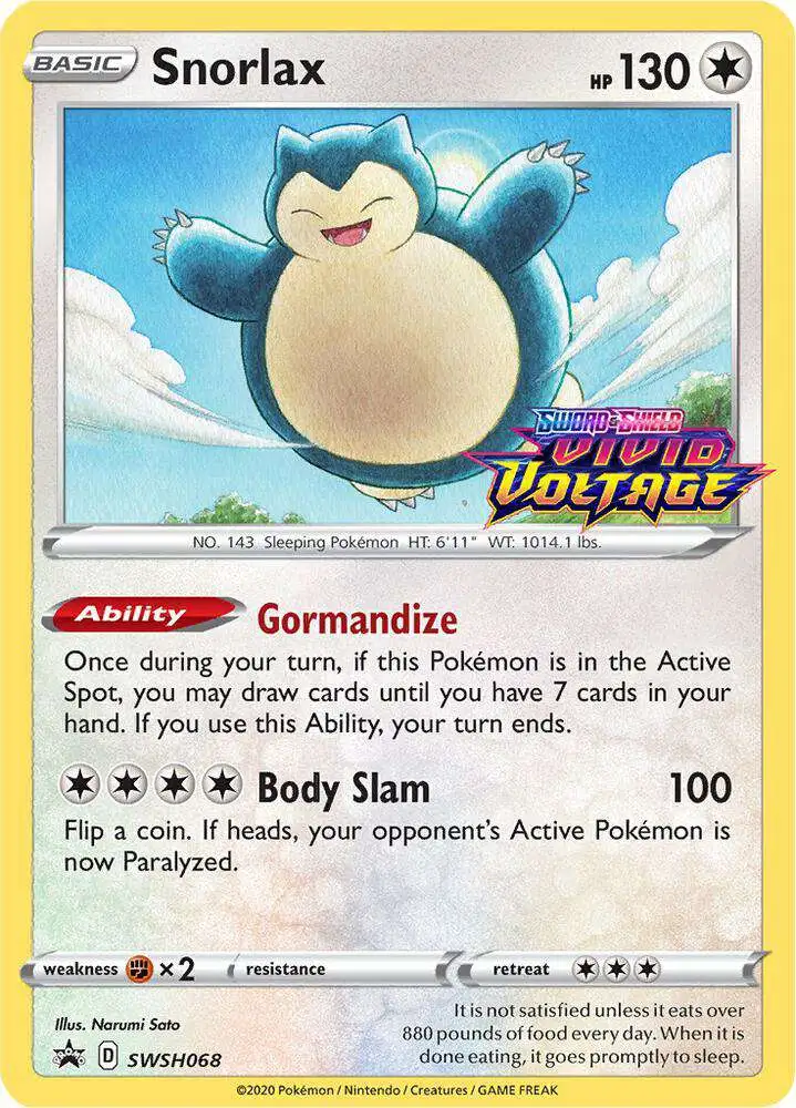 Pokemon Vivid Voltage Snorlax Loose Deck SWSH068