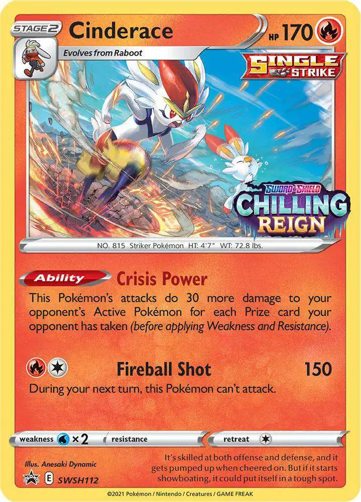 Pokemon Chilling Reign Cinderace Loose Deck SWSH112