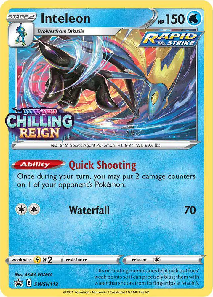 Pokemon Chilling Reign Inteleon Loose Deck SWSH113