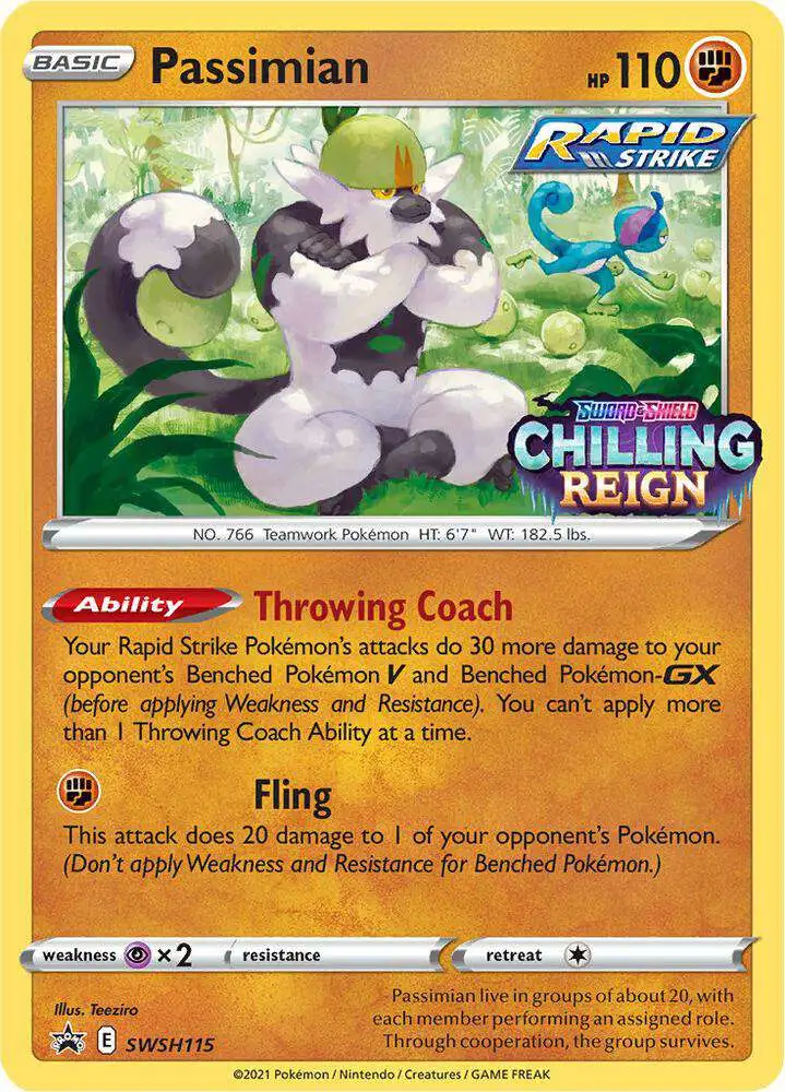 Pokemon Chilling Reign Passimian Loose Deck SWSH115
