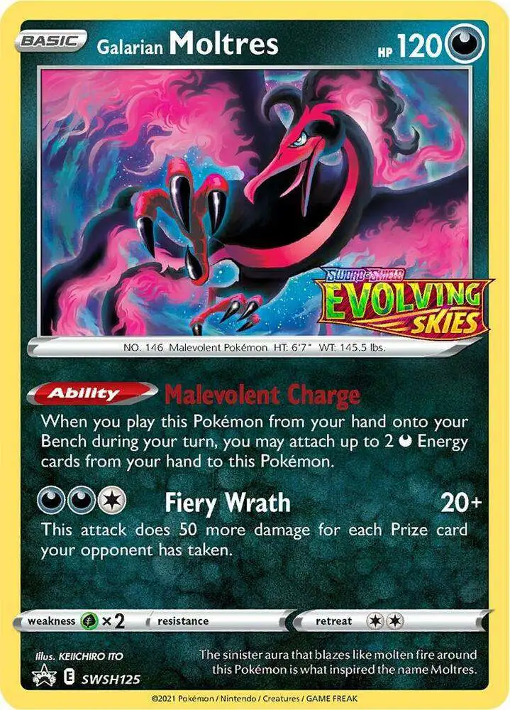 Pokemon Evolving Skies Galarian Moltres Loose Deck SWSH125