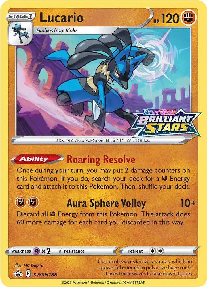 Pokemon Brilliant Stars Lucario Loose Deck SWSH186 [40 Cards]