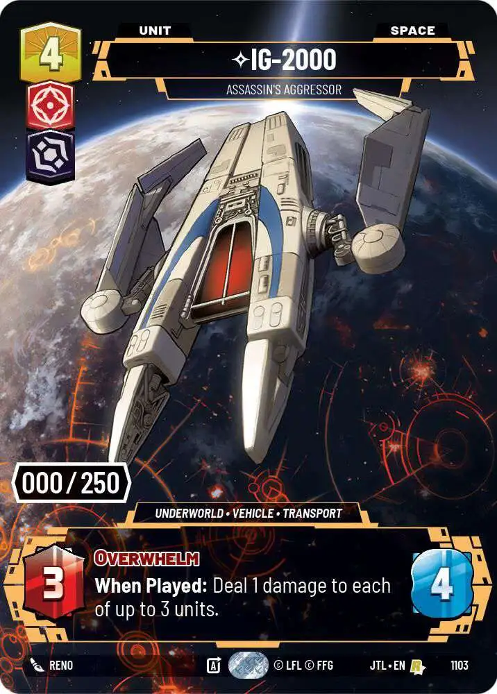 Star Wars: Unlimited Trading Card Game Jump to Lightspeed Rare IG-2000 - Assassin's Aggressor #1103 [Serialized]