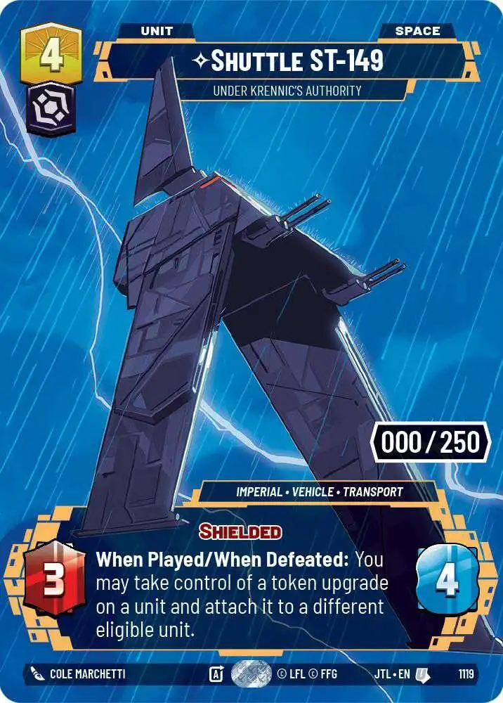 Star Wars: Unlimited Trading Card Game Jump to Lightspeed Uncommon Shuttle ST-149 - Under Krennic's Authority #1119 [Serialized]