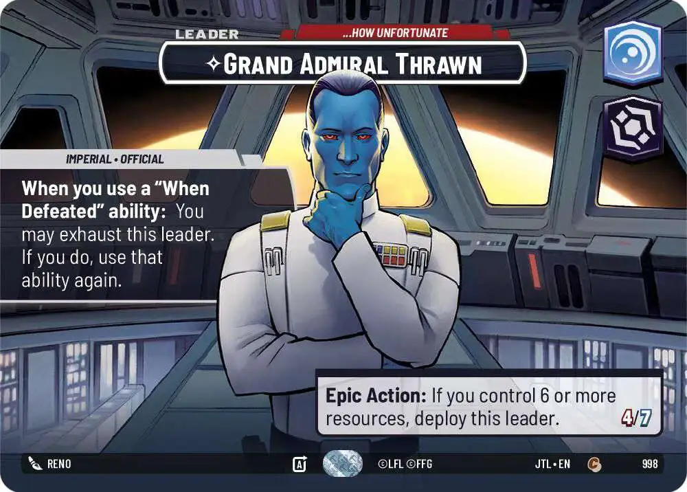 Star Wars: Unlimited Trading Card Game Jump to Lightspeed Common Grand Admiral Thrawn - ...How Unfortunate #998 [Showcase]